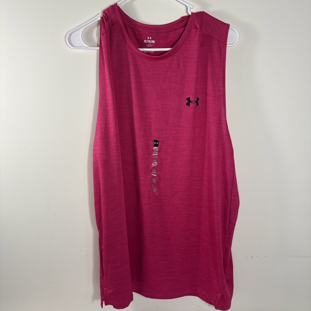 Under Armour Men's Size XL Fuchsia Tech Vent Sleeveless Shirt 1384290-681 $35